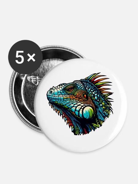 Leguan - Buttons groß 56 mm (5er Pack) - Weiß