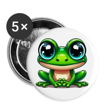 Grenouille - Lot de 5 grands badges (56 mm) - blanc - Devant