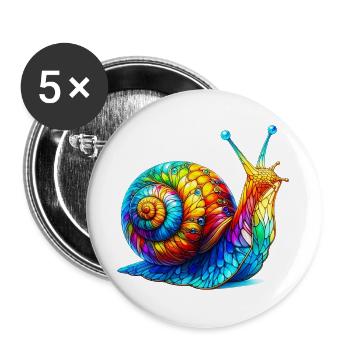Schnecke - Buttons groß 56 mm (5er Pack) - Weiß - Vorne