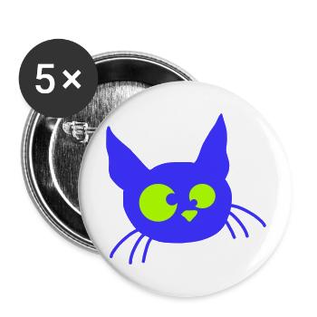 Chat fou plisse les yeux drôles Grimace Fun - Lot de 5 grands badges (56 mm) - blanc - Devant