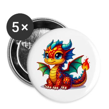 Dragon - Buttons large 2.2''/56 mm (5-pack) - white - Front
