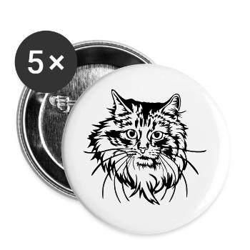 Norwegische Waldkatze - Buttons groß 56 mm (5er Pack) - Weiß - Vorne
