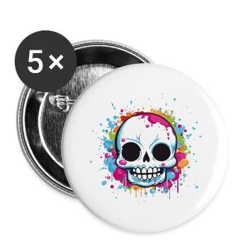Skull - Buttons groß 56 mm (5er Pack) - Weiß - Vorne
