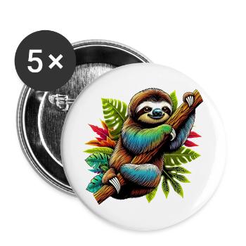 Sloth - Buttons large 2.2''/56 mm (5-pack) - white - Front