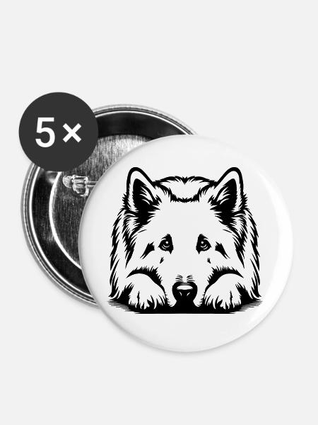 Schweizer Schäferhund - Buttons groß 56 mm (5er Pack) - Weiß