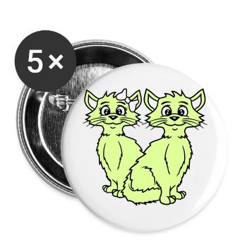 Two Cats Couple 2 Romantic Couple in Love - Buttons large 2.2''/56 mm (5-pack) - white - Front