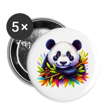 Panda - Lot de 5 grands badges (56 mm) - blanc - Devant