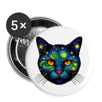 Cat - Buttons large 2.2''/56 mm (5-pack) - white - Front