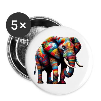 Elephant - Buttons large 2.2''/56 mm (5-pack) - white - Front