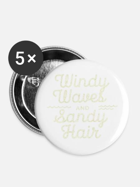 windy waves - Buttons groß 56 mm (5er Pack) - Weiß