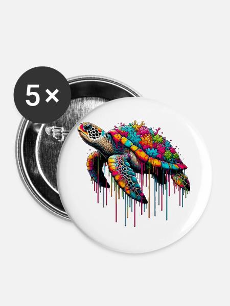 Schildkröte - Buttons groß 56 mm (5er Pack) - Weiß