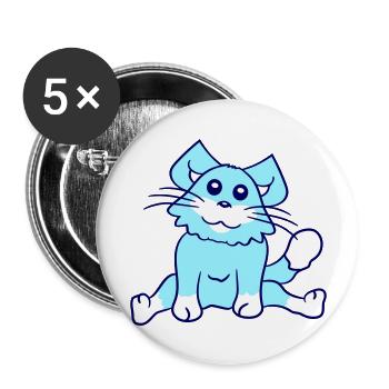 Jolie chatte assise heureuse souriante - Lot de 5 grands badges (56 mm) - blanc - Devant