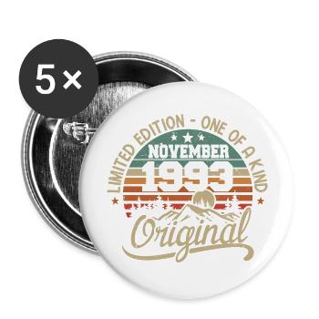Retro November - November 1993 Geburtstagsgeschenk - Buttons groß 56 mm (5er Pack) - Weiß - Vorne