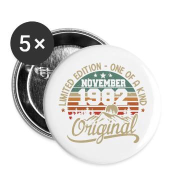 Retro November - November 1982 Birthday Gift - Buttons large 2.2''/56 mm (5-pack) - white - Front