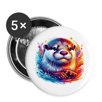 Otter - Buttons groß 56 mm (5er Pack) - Weiß - Vorne