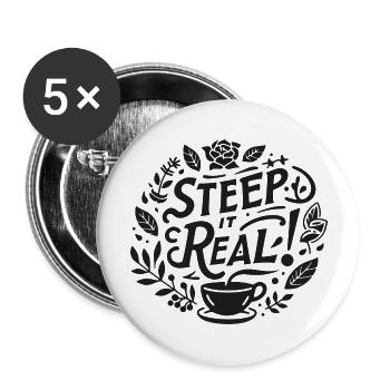 Steep It Real - Buttons large 2.2''/56 mm (5-pack) - white - Front