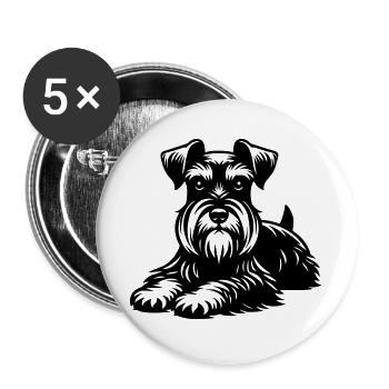 Schnauzer nain - Lot de 5 grands badges (56 mm) - blanc - Devant