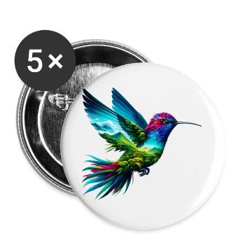 Kolibri - Buttons groß 56 mm (5er Pack) - Weiß - Vorne