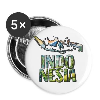 Aquarell Landkarte Indonesien - Buttons groß 56 mm (5er Pack) - Weiß - Vorne