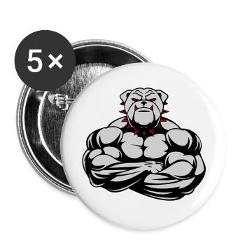 Bouledogue fort 02 - Lot de 5 grands badges (56 mm) - blanc - Devant