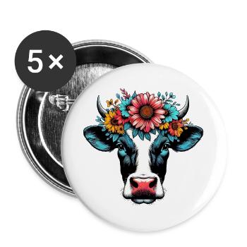 Kuh - Buttons groß 56 mm (5er Pack) - Weiß - Vorne