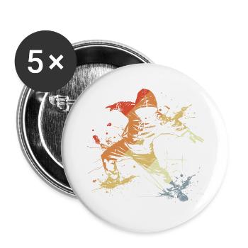 Breakdancer Vintage Look - Buttons groß 56 mm (5er Pack) - Weiß - Vorne