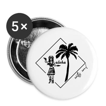 Aloha & Palm Trees – Salty Soul Collection - Buttons groß 56 mm (5er Pack) - Weiß - Vorne