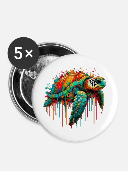 Schildkröte - Buttons groß 56 mm (5er Pack) - Weiß