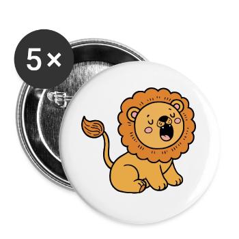 Lion - Buttons large 2.2''/56 mm (5-pack) - white - Front