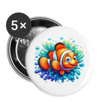 Clownfish - Buttons large 2.2''/56 mm (5-pack) - white - Front