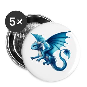 Drache - Buttons groß 56 mm (5er Pack) - Weiß - Vorne