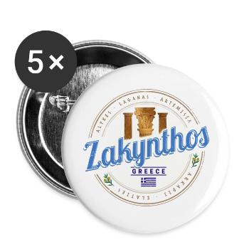 Zakynthos Insel in Griechenland Vintage Souvenir - Buttons groß 56 mm (5er Pack) - Weiß - Vorne