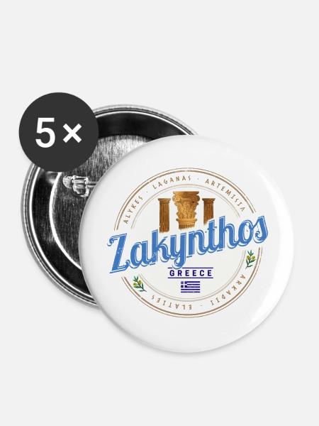 Zakynthos Island in Greece Vintage Souvenir - Buttons large 2.2''/56 mm (5-pack) - white