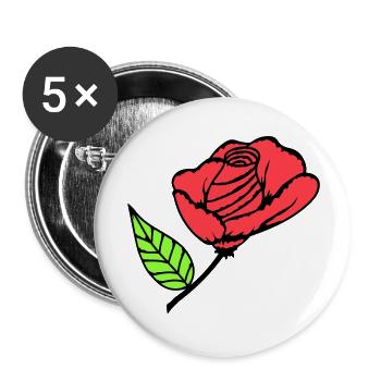 Jolie belle fleur de rose feuille roses romantique - Lot de 5 grands badges (56 mm) - blanc - Devant