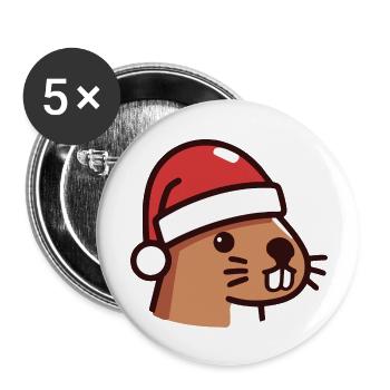 Noël de la loutre - Lot de 5 grands badges (56 mm) - blanc - Devant