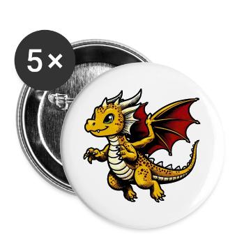 Dragon - Buttons large 2.2''/56 mm (5-pack) - white - Front