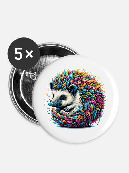 Igel - Buttons groß 56 mm (5er Pack) - Weiß