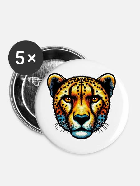 Gepard - Buttons groß 56 mm (5er Pack) - Weiß