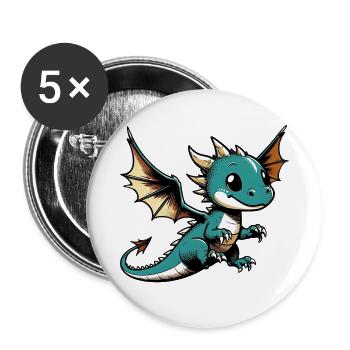 Dragon - Lot de 5 grands badges (56 mm) - blanc - Devant