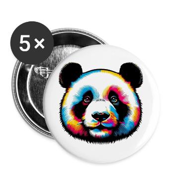 Panda - Lot de 5 grands badges (56 mm) - blanc - Devant