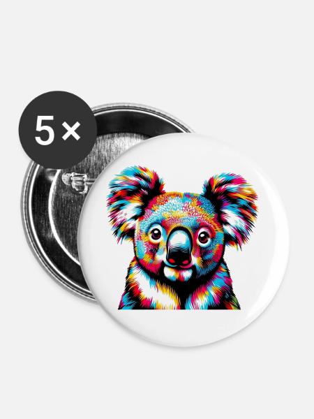 Koala - Buttons groß 56 mm (5er Pack) - Weiß