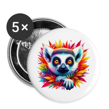 Lemur - Buttons groß 56 mm (5er Pack) - Weiß - Vorne