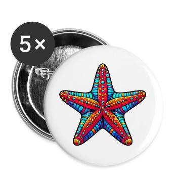 Étoile de mer - Lot de 5 grands badges (56 mm) - blanc - Devant