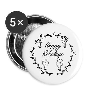 Advent Advetskranz Happy Holidays - Buttons large 2.2''/56 mm (5-pack) - white - Front