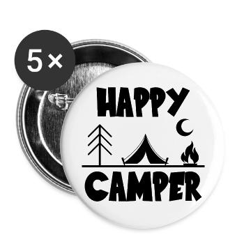 Camping camping-car caravane aventure - Lot de 5 grands badges (56 mm) - blanc - Devant