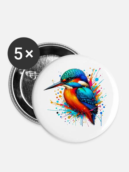Eisvogel - Buttons groß 56 mm (5er Pack) - Weiß
