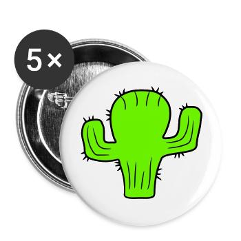 Kaktus Pflanze Stachelig Stacheln Wüsten Kakteen - Buttons groß 56 mm (5er Pack) - Weiß - Vorne