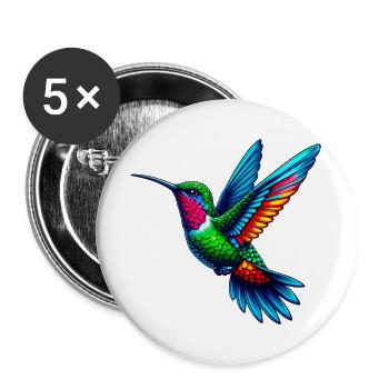 Kolibri - Buttons groß 56 mm (5er Pack) - Weiß - Vorne