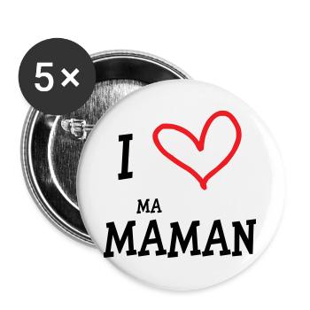 J'aime ma maman - Fête des Mères - Lot de 5 grands badges (56 mm) - blanc - Devant