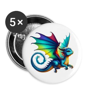 Dragon - Buttons large 2.2''/56 mm (5-pack) - white - Front
